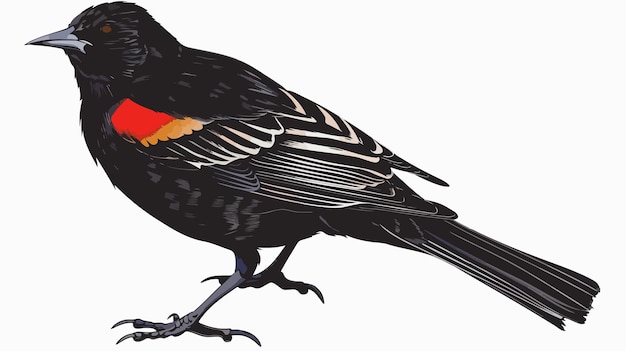 Red Winged Blackbird Clipart Isolated Vector Illustration