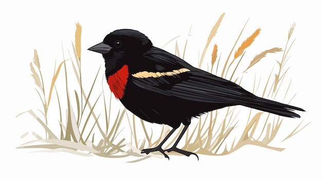 Red Winged Blackbird Clipart Vector Illustration