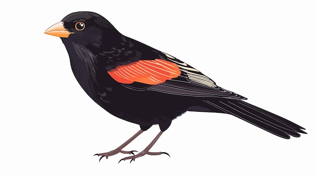 Red Winged Blackbird Clipart Vector Illustration