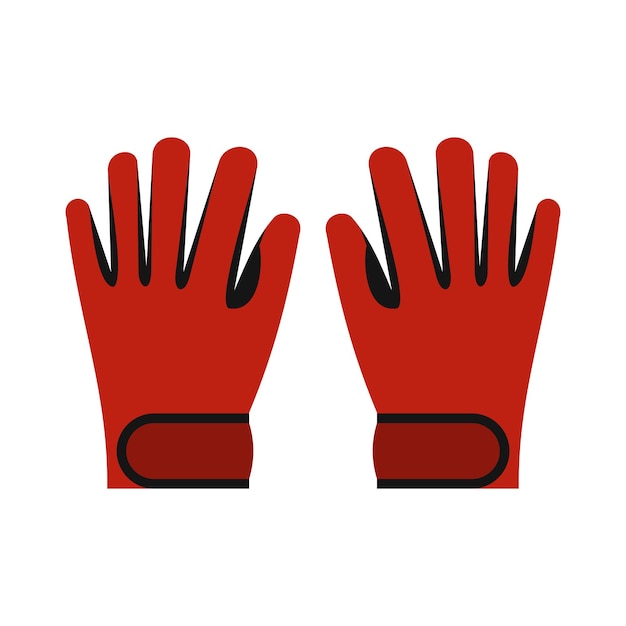 Red winter ski gloves icon in flat style on a white background