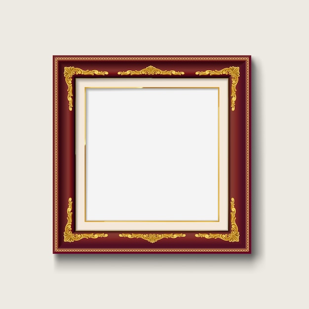 red wood and gold  vintage  picture frame 