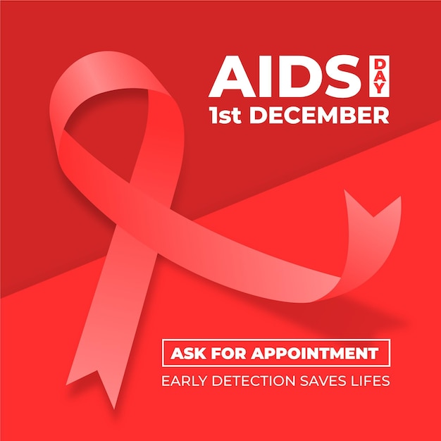 Vector red world aids day illustrated ribbon