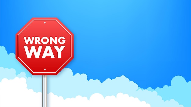 Red wrong way Cartoon flat vector illustration