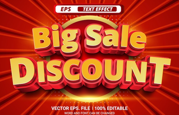 Red and yellow big sale discount editable text effect for advertisement