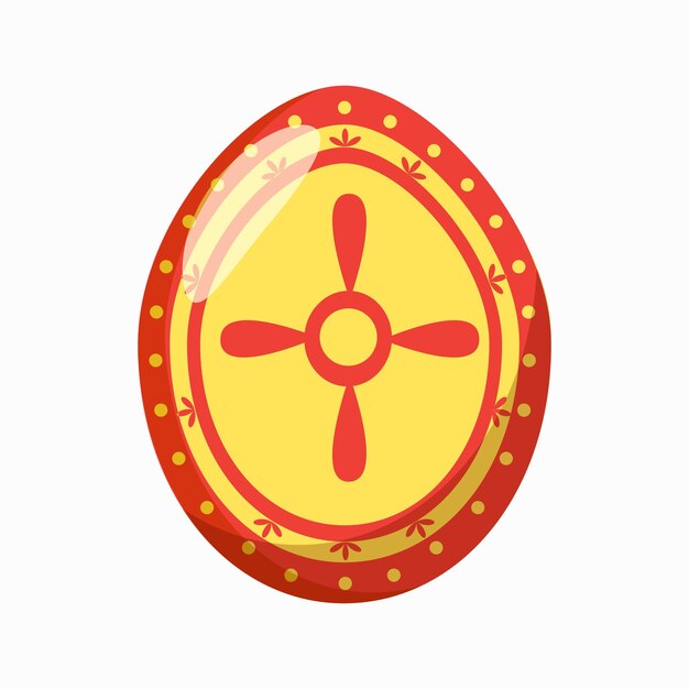 Red and yellow easter egg icon in cartoon style isolated on white background