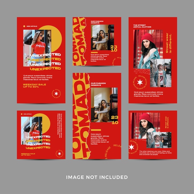 Red and Yellow Fashion Hype Social Media Template