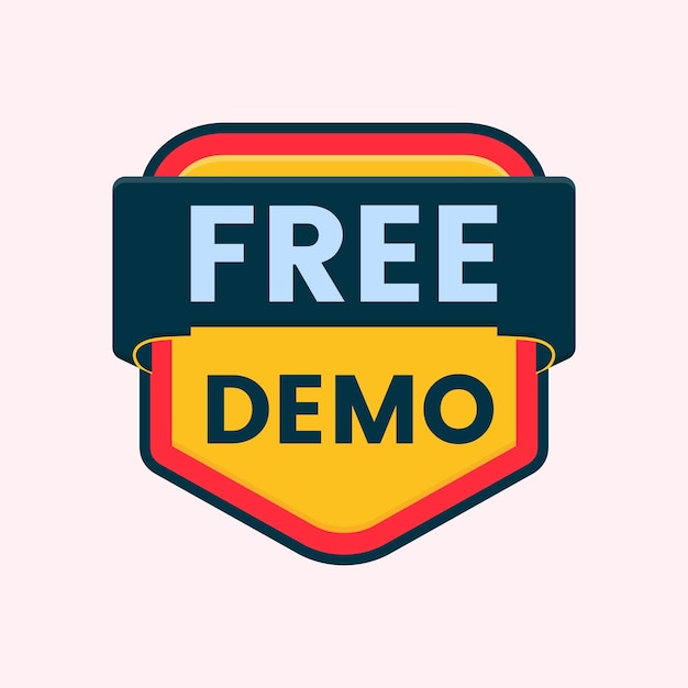 red yellow free demo button vector