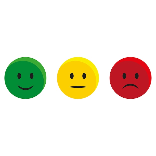 Vector red, yellow and green smilies. different emotions. vector illustration. eps 10.