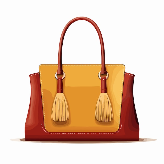 Vector a red and yellow handbag with a red leather handle