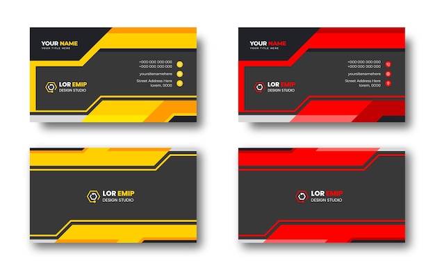 red and yellow modern creative business card design template