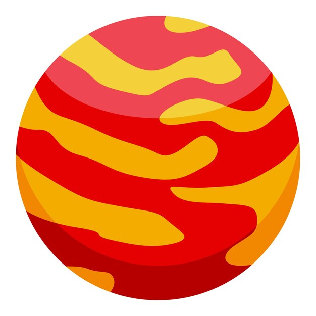 Vector red and yellow planet rotating in space illustration