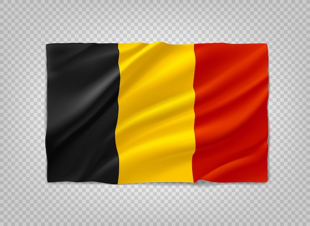 Red Yellow and red flag of Belgium 3d vector object isolated on transparent