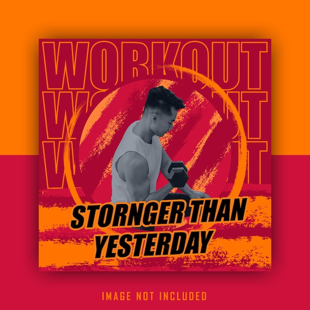 Red yellow sport work out sporty social media template post