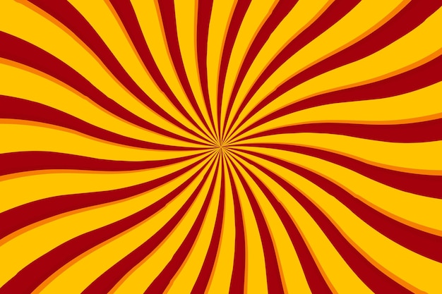 Red and yellow swirl sunburst abstract retro background design vector