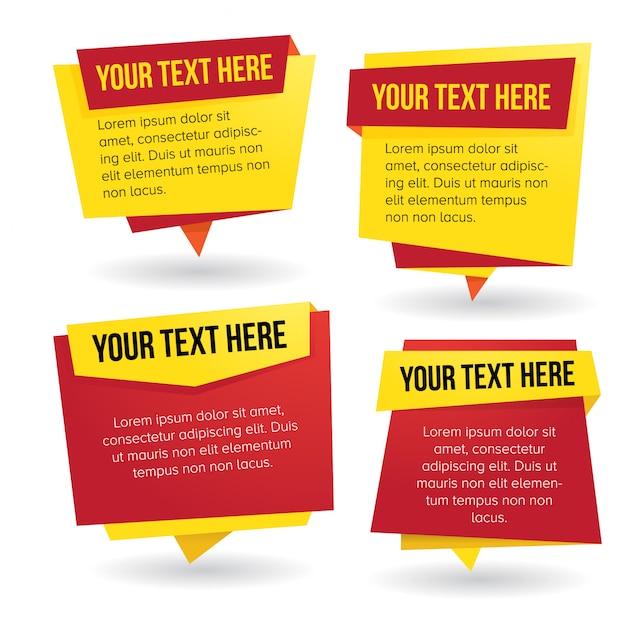 Red and yellow themed paper banner vector set