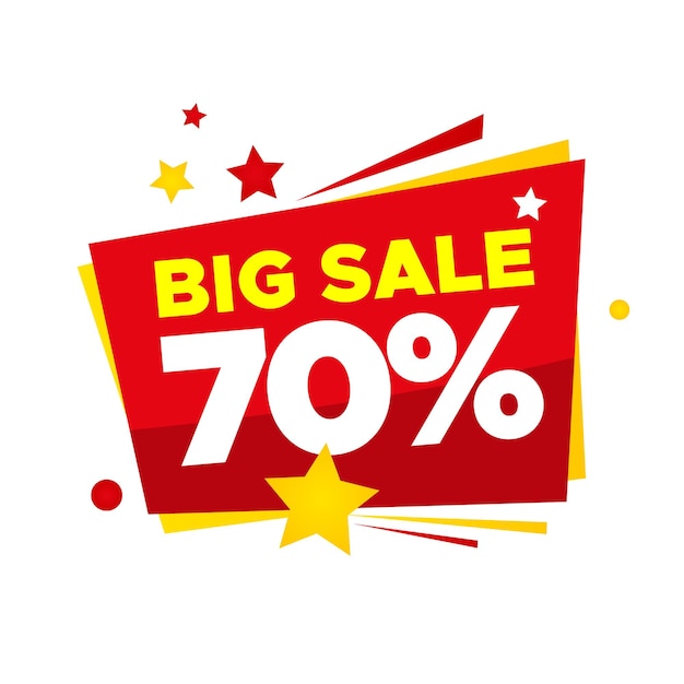 Red and yellow vector big sale banner with stars