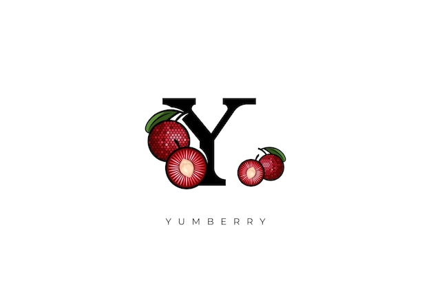 Red YUMBERRY FRUIT Vector Great combination of Yumberry Fruit symbol with letter Y