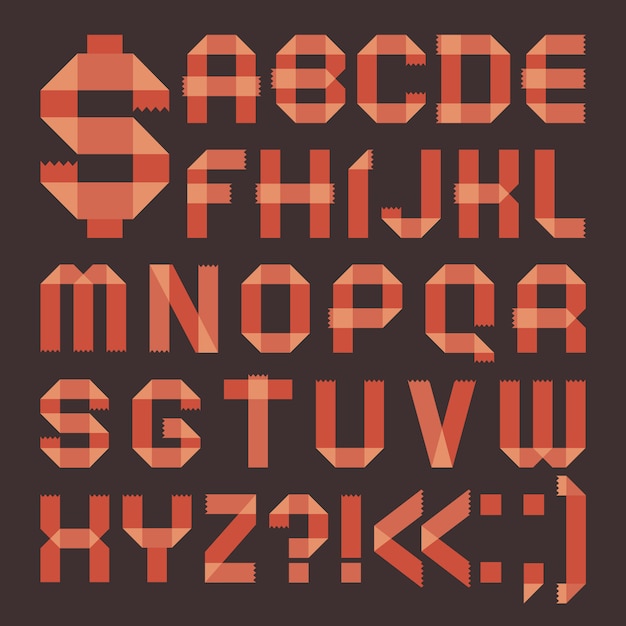 Reddish scotch tape font (Roman alphabet)