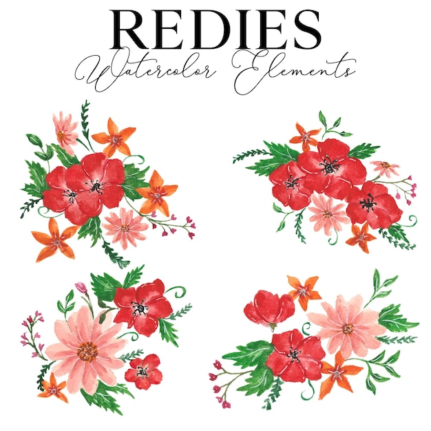 Redies Flower Watercolor Elements 