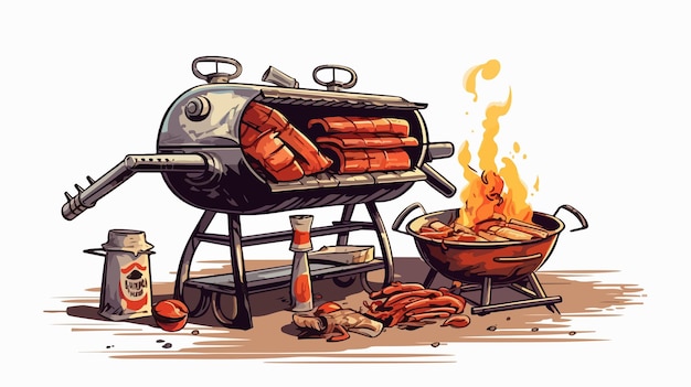 Vector redneck bbq cartoon vector illustration on white background