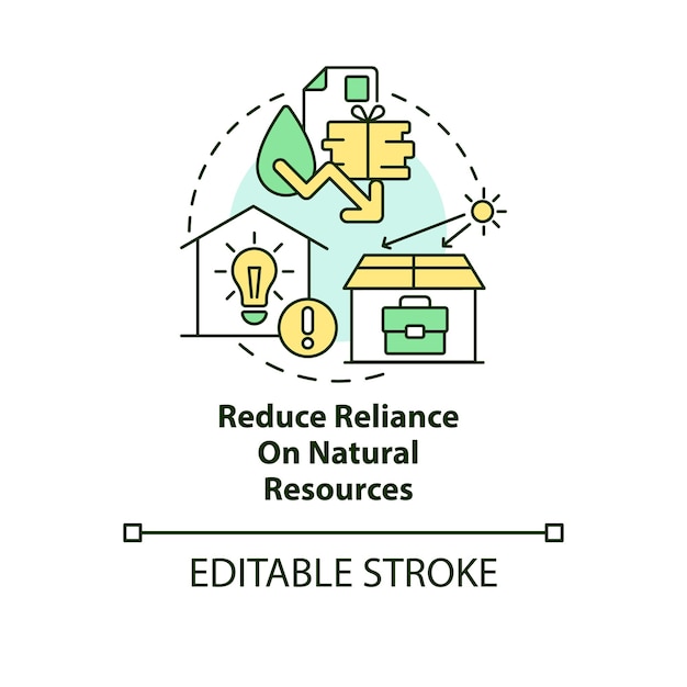 Reduce reliance on natural resources concept icon