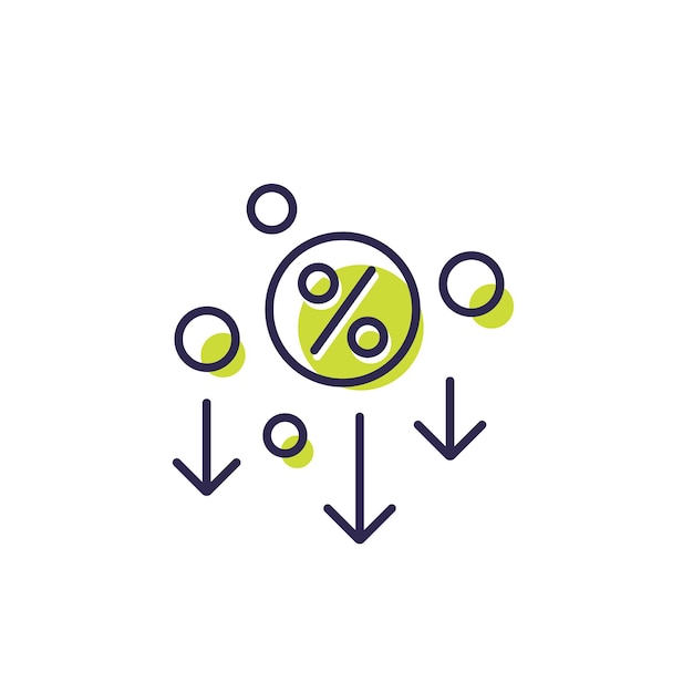 Reduced rate icon, line vector