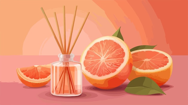 Reed Diffuser with Grapefruits on Color Background