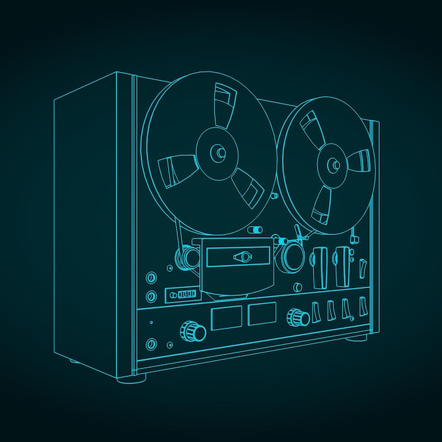 Vector reel to reel tape recorder sketch