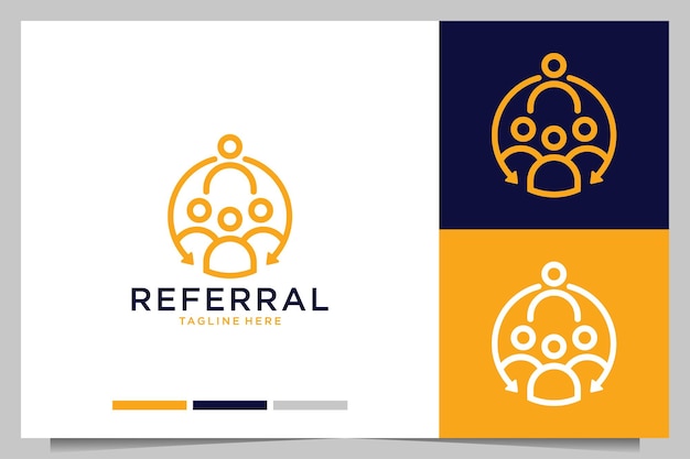 Referral company line art logo design