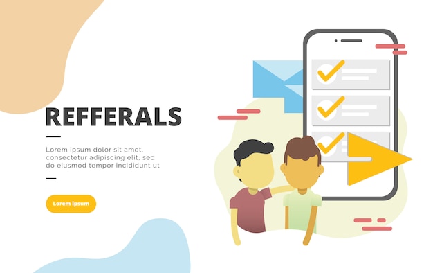 Referral Marketing flat design banner illustration