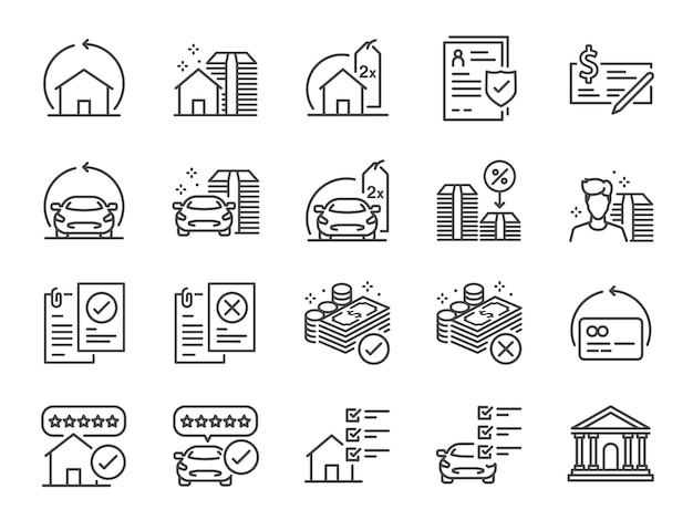 Refinance line icon set.