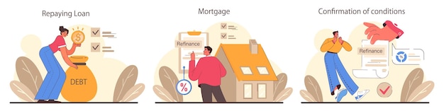 Vector refinance process set loan rate reduction to lender agreements debt obligation with better interest