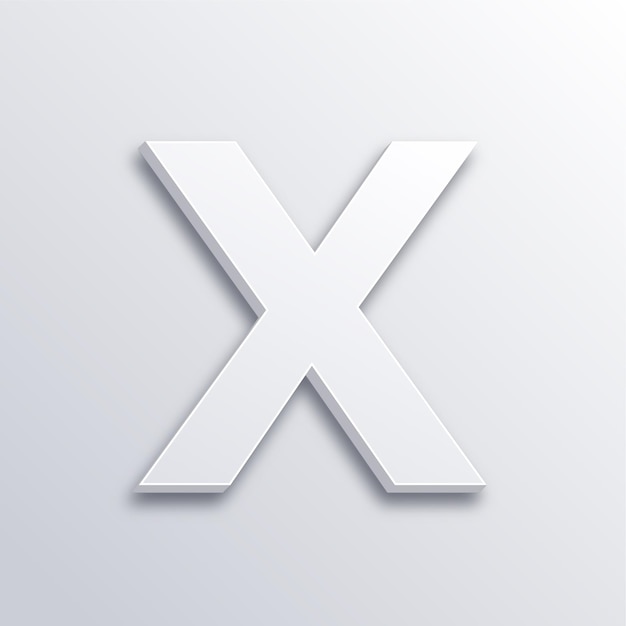 Refined 3D Modern White Letter X Icon with Subtle White Backdrop