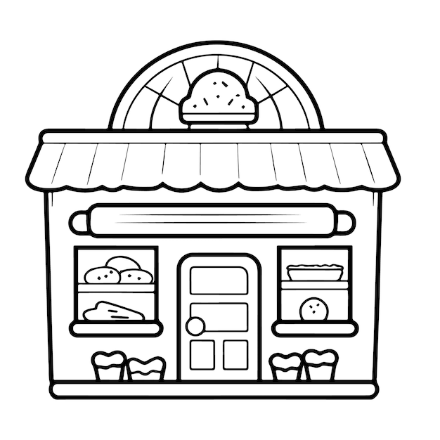 Refined outline icon of a bakery shop in vector perfect for pastry designs