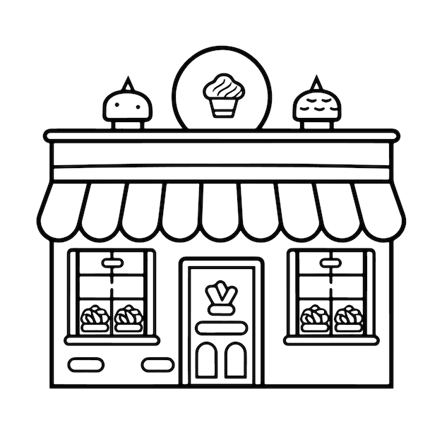 Refined outline icon of a bakery shop in vector perfect for pastry designs