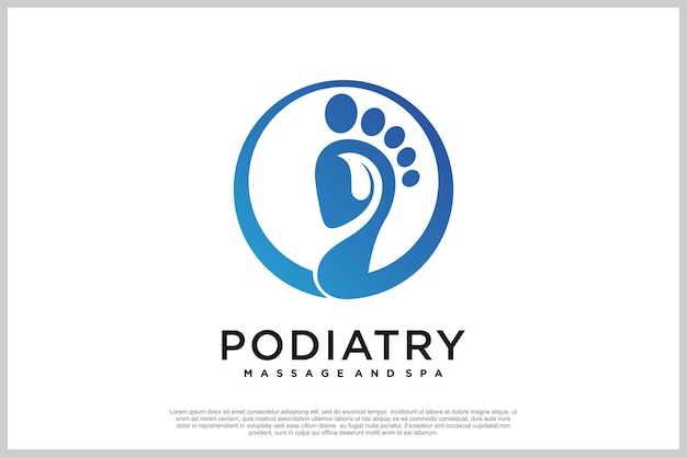 Reflexology logo design with podiatry and foot clinic unique concept Premium Vector