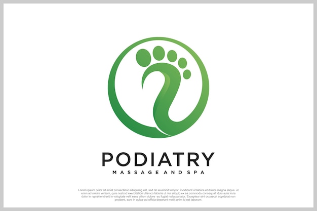 Reflexology logo design with podiatry and foot clinic unique concept Premium Vector