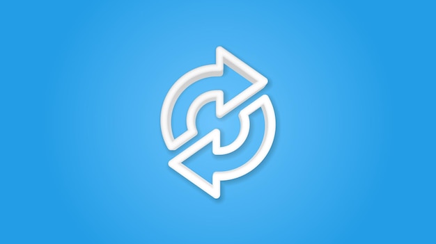 Refresh Arrows, sync, exchange 3d realistic line icon. Vector top view illustration. color pictogram isolated on blue background