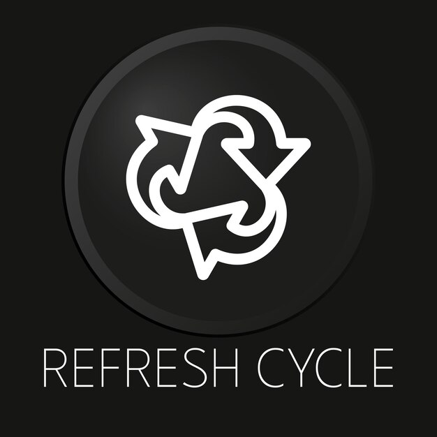 Refresh cycle minimal vector line icon on 3D button isolated on black background Premium Vector