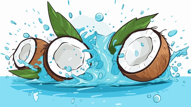 Vector refreshing coconut water running cartoon vector illustration