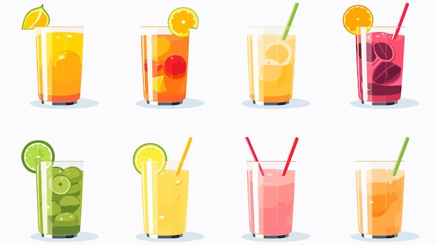 Refreshing Juice Icons on White Background Professional Juice Glass Illustration