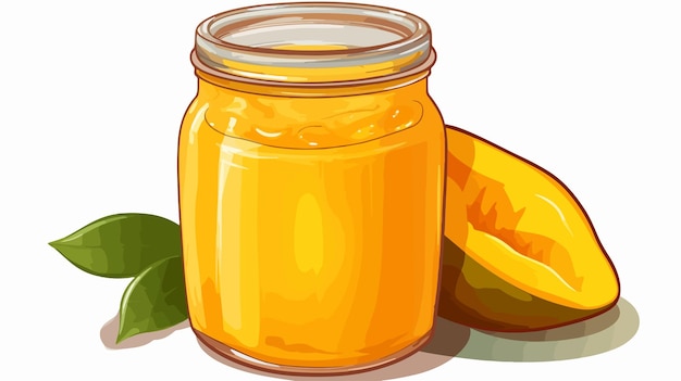 Vector refreshing mango juice in a jar cartoon vector illustration