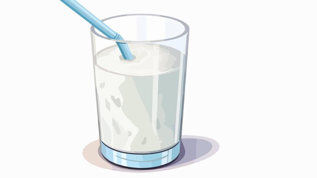 Vector refreshing milk and ice in clear glass drink image