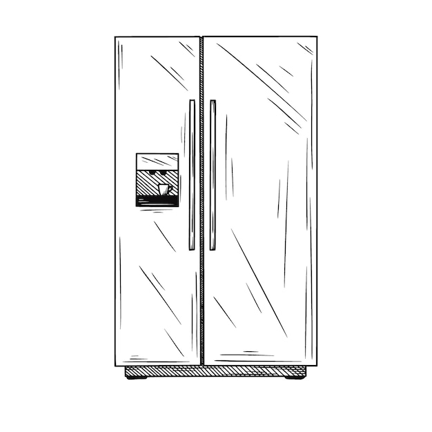 Refrigerators  on white background.  illustration of a sketch style.