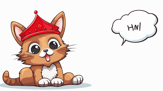 Vector regal cartoon cat wearing crown with speech bubble in c