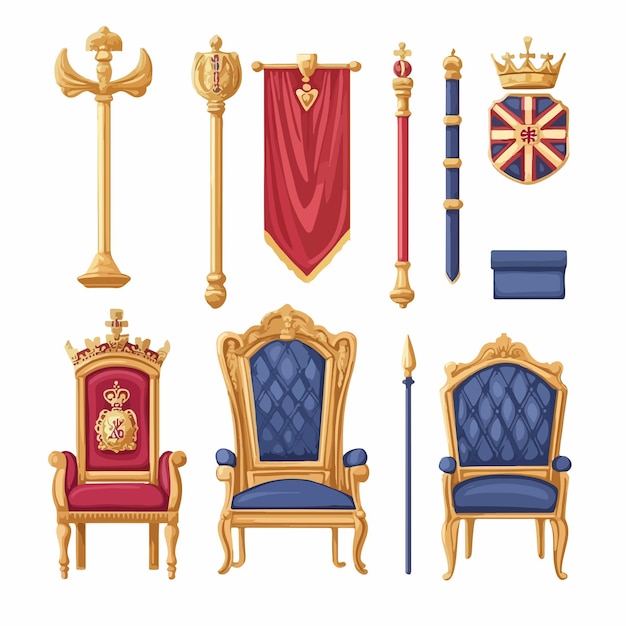 Vector regal monarchy and royalty symbol with golden scepter