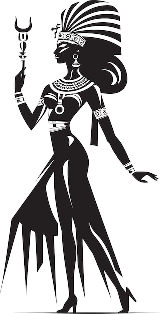 Vector regal royalty cleopatra full body vector logo concept majestic sovereignty cleopatra full body vect