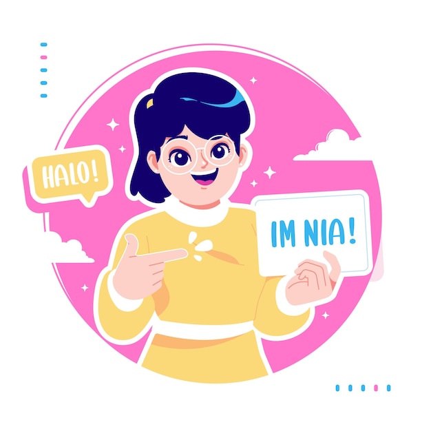 regards gesture cute girl cartoon character illustration