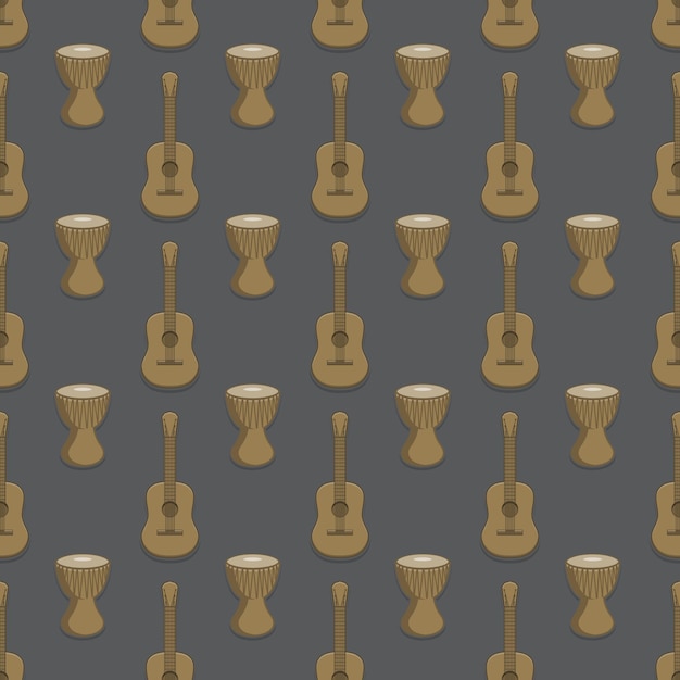 Vector reggae instruments seamless pattern background