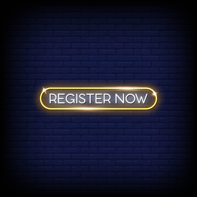 Register Now Neon Signs Style Text